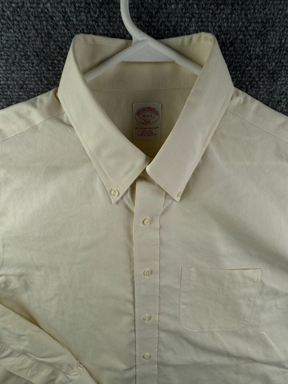 Brooks Brothers Cotton Button Up Shirt Long Sleeve Men Yellow 17 34/35 Non Iron